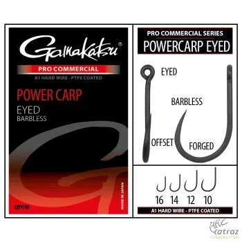 Gamakatsu Powercarp Eyed A1 PTFE Barbless Méret: 10 - Gamakatsu Szakáll Nélküli Feeder Horog