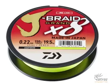 Daiwa J-Braid X8 Grand Chartreuse Fonott Pergető Zsinór - 135 méter 0,16 mm