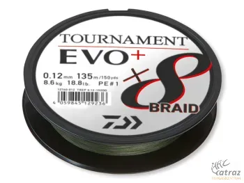 Daiwa Tournament X8 Braid Evo+ Dark Green Fonott Pergető Zsinór - Daiwa 135 méter 0,12mm