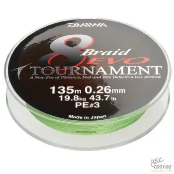 Zsinór Daiwa Tournament 8 Braid Evo 135m Chartreuse 0,26mm