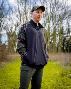 Fox Cipzáras Horgász Pulóver Méret: 2XL - Fox LW Black/Camo qtr ZiP