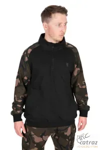 Fox Cipzáras Horgász Pulóver Méret: L - Fox LW Black/Camo qtr ZiP