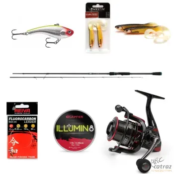 Rapala Wobbleres Pergető Szett - Salmo Bot + Fox Rage Orsó + Rapala Csali + Fonott Zsinór + Fluorocarbon Zsinór