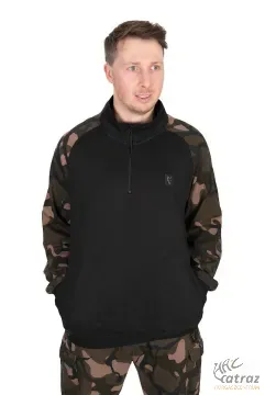 Fox Cipzáras Horgász Pulóver Méret: M - Fox LW Black/Camo qtr ZiP