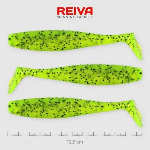 Reiva Flat Minnow Shad Zöld Flitter Gumihal - Reiva Műcsali 12,5 cm 3 db/csomag