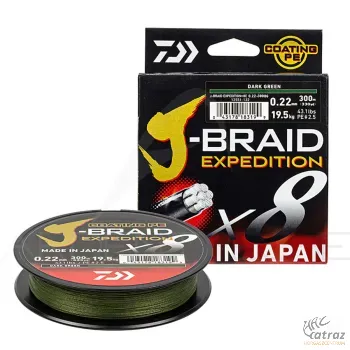 Daiwa J-Braid Expedition X8 Dark Green 0,10mm 300m - Daiwa Sötétzöld Pergető Fonott Zsinór