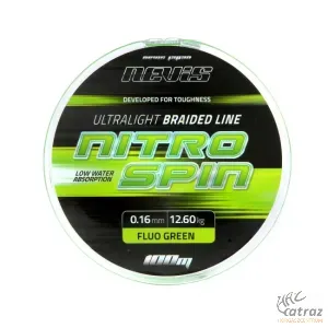 Nevis Nitro Spin Fluo Green Fonott Zsinór - 0,18mm Pergető Zsinór 100 méter