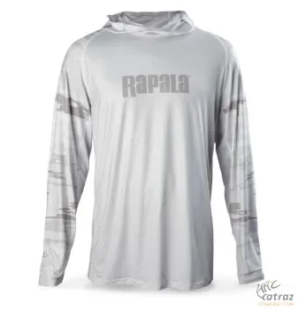 Rapala Performance Hood Pattern Grey Camo Méret: S - Rapala UV Álló Hosszúujjú Póló Kapucnival