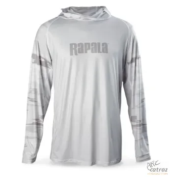 Rapala Performance Hood Pattern Grey Camo Méret: S - Rapala UV Álló Hosszúujjú Póló Kapucnival