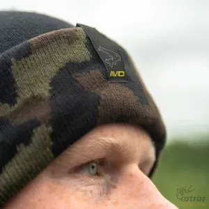 Avid Carp Black and Camo Beanie Hat - Avid Horgász Sapka