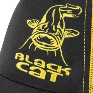 Black Cat Black And Yellow Trucker Cap - Black Cat Baseball Sapka