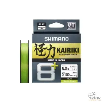 Shimano Kairiki 8+ 150m Lime Green 0.10mm - Shimano Kairiki Fonott Pergető Zsinór 0,10mm